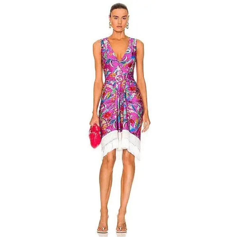 PatBO Zamia Stretch Lycra Midi Dress in Magenta